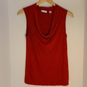 New York & Company Red Sleeveless Cowl Neck Shirt